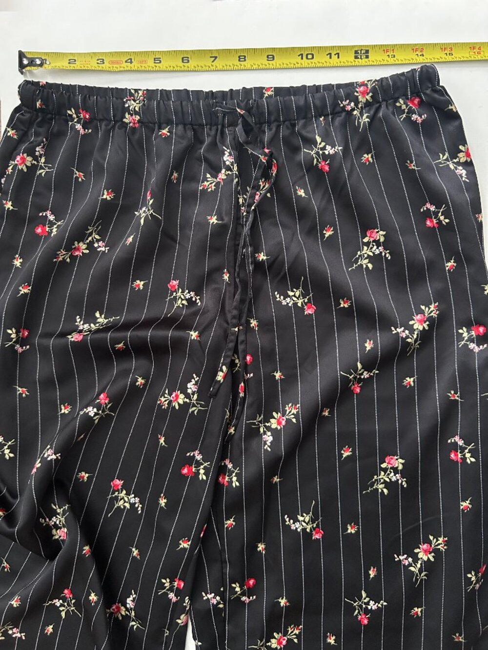 Lauren Ralph Lauren Silky Satin Crest Floral Pinstripe Pajama Set Size Small - Picture 7 of 9